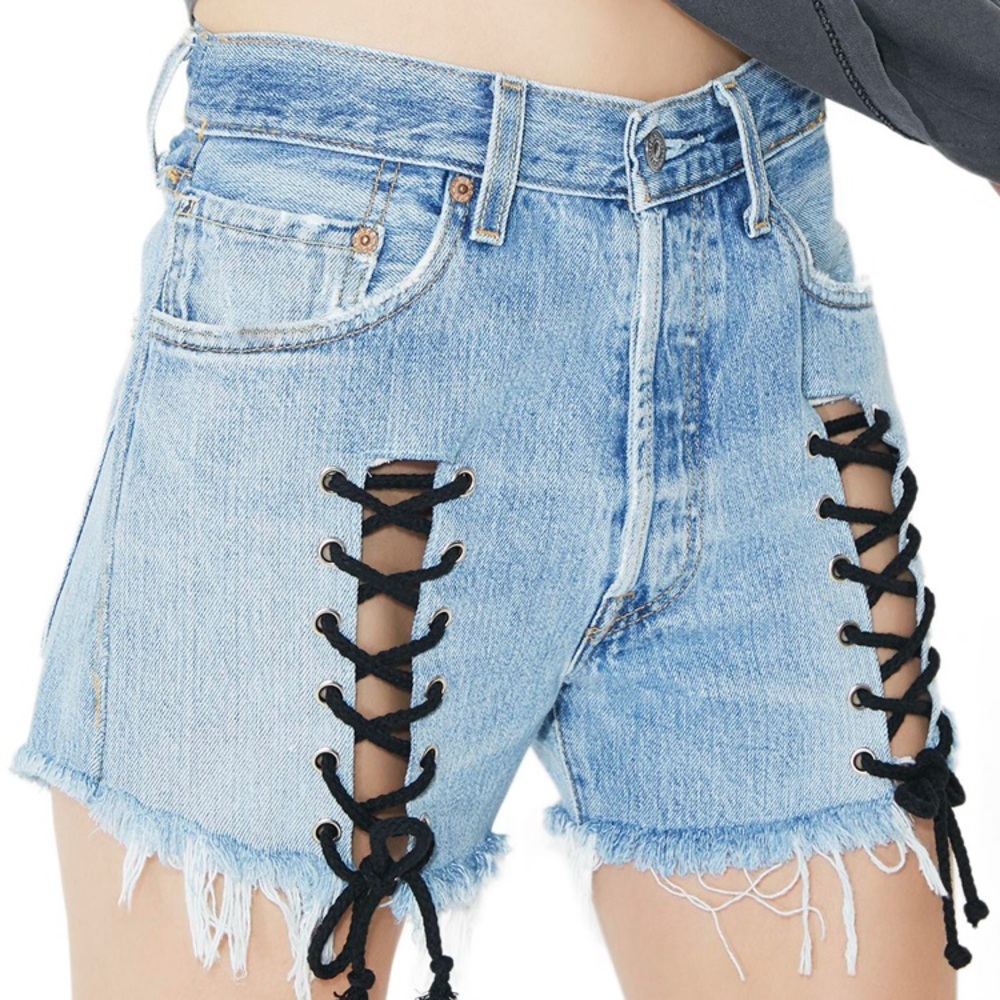 American Vintage Lace Up Levi’s High Waist Shorts